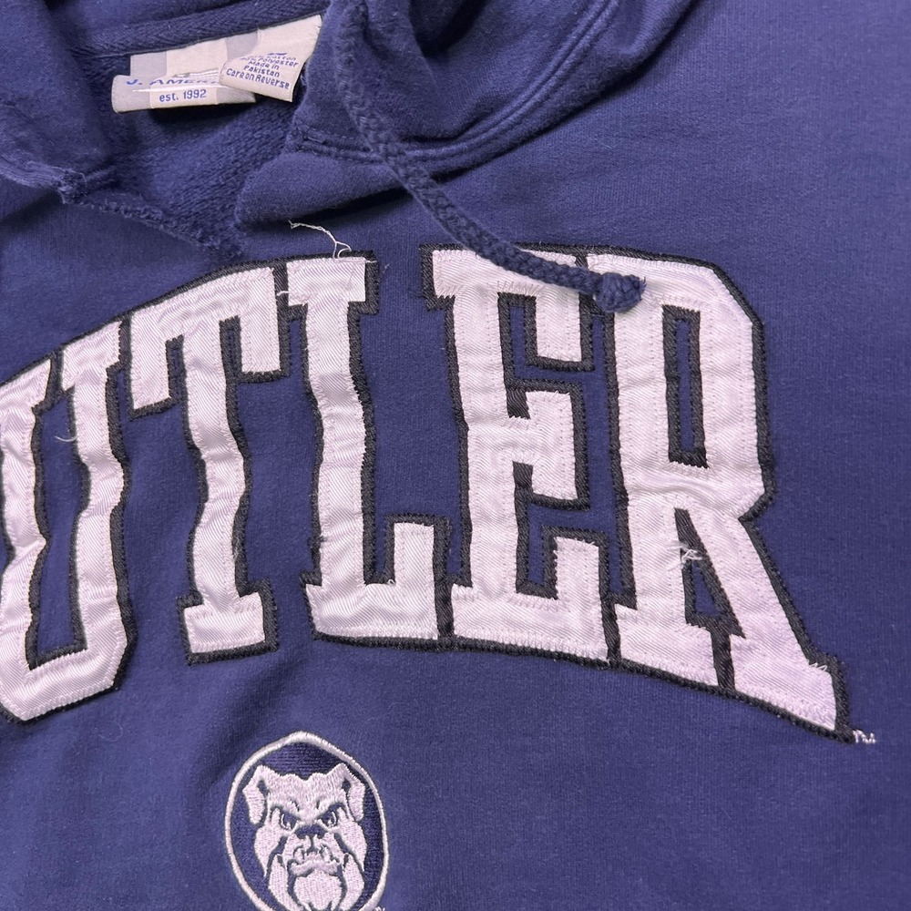 J America Butler Bulldogs Mens Large Navy Blue Hooded Sweatshirt Hoodie‎ - Picture 6 of 9